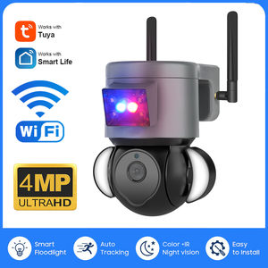 Tuya HD 4MP Smart WiFi PTZ Outdoor <strong>Camera</strong> with Rotating Dome Multi Lens Night Vision <strong>IR</strong> Floodlight Supports Memory Card Storage - Product Image 2