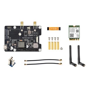 Adaptador PCIe a M.2 E KEY con función PoE para Raspberry Pi 5, Compatible con NGFF (M.2 E Key) NIC inalámbrico, RPI5 PCIe HAT - Product Image 1