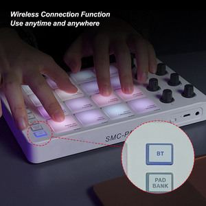 Controlador MIDI inalámbrico con 16 almohadillas de batería RGB y 8 perillas giratorias Máquina Beat Maker USB para producción de música - Product Image 5