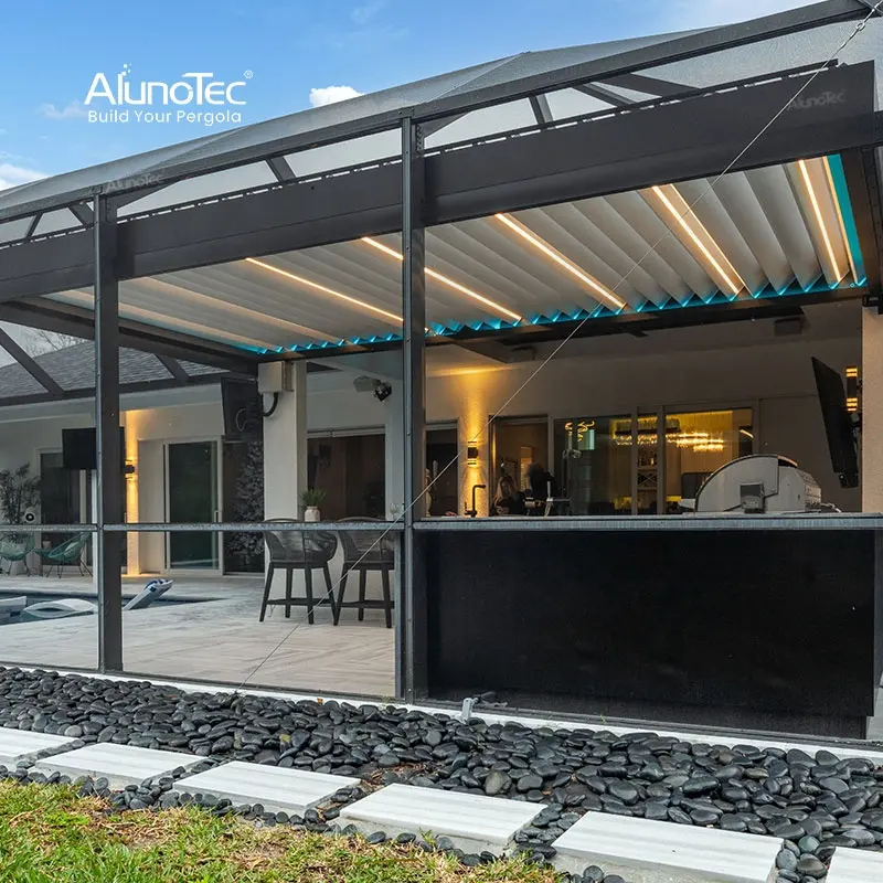 Pergo-Lux DIY diseño moderno toldo bioclimático cubierta impermeable Louvre techo persiana Gazebo exterior pérgola de aluminio