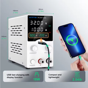 Wanptek 30V 60V 120V DC電源10A/5A電流と150W/300W電源230V入力の単一出力ラボソース - Product Image 3