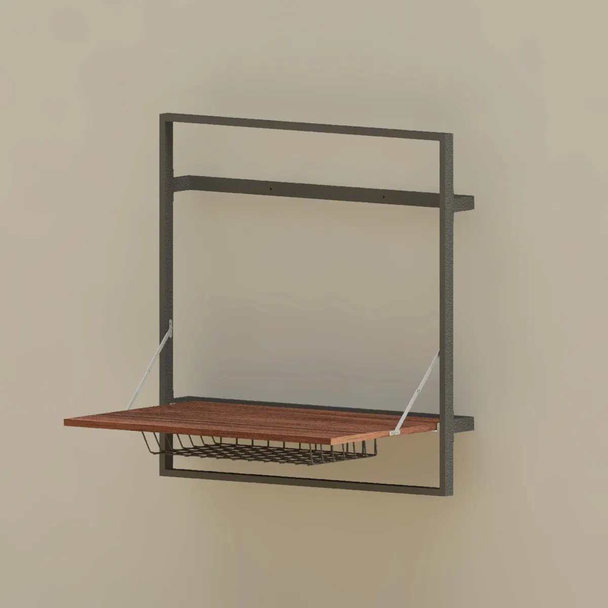 Prateleira de parede dobrável para mdf, placa de madeira e metal, prateleira flutuante com cesta de armazenamento