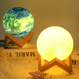 TAIKOO ชาร์จ 16 สี LED โคมไฟดวงจันทร์ 3D พิมพ์ ABS ลูกโลกระบบควบคุมแบบสัมผัสแสงดวงจันทร์ของขวัญรีโมทคอนโทรล 3D โคมไฟดวงจันทร์ - Product Image 6