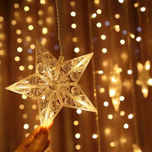 Luci a LED per interni decorazioni per la casa con luci della finestra a batteria a forma di stella della luna natale Ramadan Eid Mubarak decorazioni