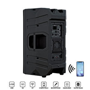Sistema de altavoces PA de audio profesional activo y de alto rendimiento de 15 pulgadas con mezclador de 2 canales y amplificador LCD DSP multicolor - Product Image 4