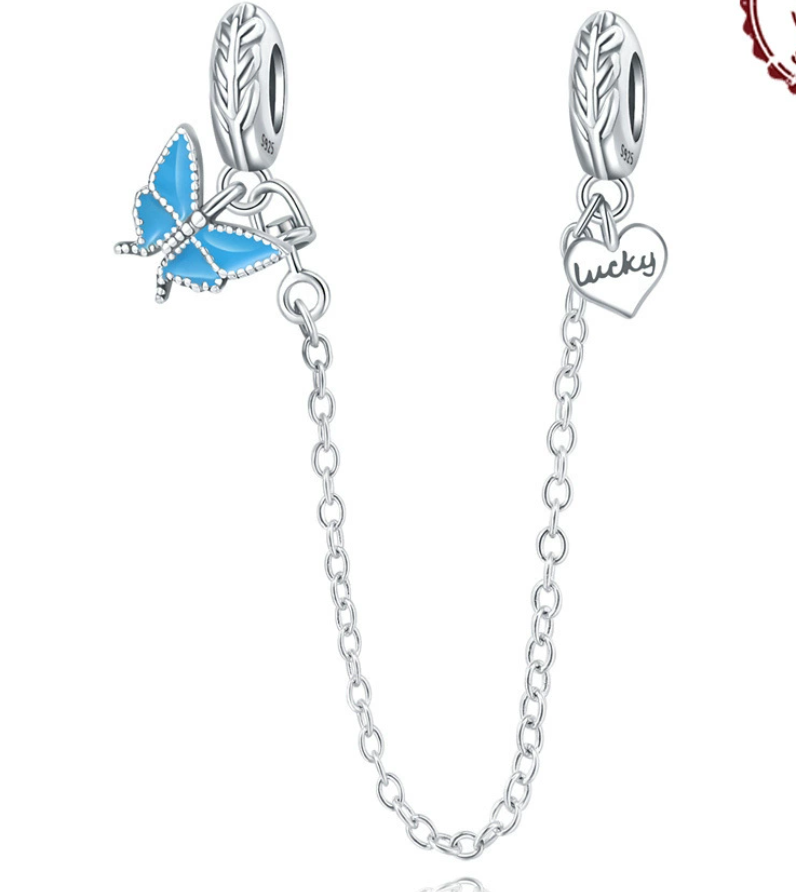 Chaîne de sécurité papillon époxy bleu coeur chanceux 0119