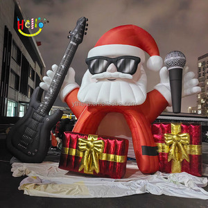 Giáng sinh trang trí ngoài trời <span class=keywords><strong>Inflatable</strong></span> Rock Santa Claus Thêm lớn Xmas Backdrop - Product Image 3