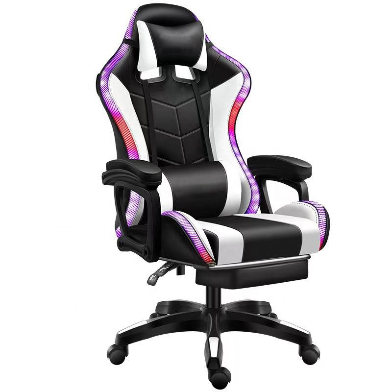 Noir Blanc+LED+Repose-pieds+Haut-parleur