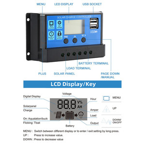 Солнечный контроллер с ЖК-дисплеем: PWM 60A, 50A, 40A, 30A, 20A, 10A для оптимального управления батареей