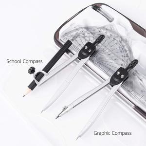 10 parça matematik kiti içerir pusulalar grafit silgi kalemtıraş iletki üçgenler cetvel ve taşıma kutusu - Product Image 5