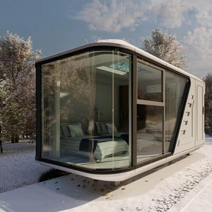 Uygun fiyatlı 5.8M/19FT açık otel banyo için akıllı sistem ile gemi kapsül ev prefabrik uzay kapsül ev