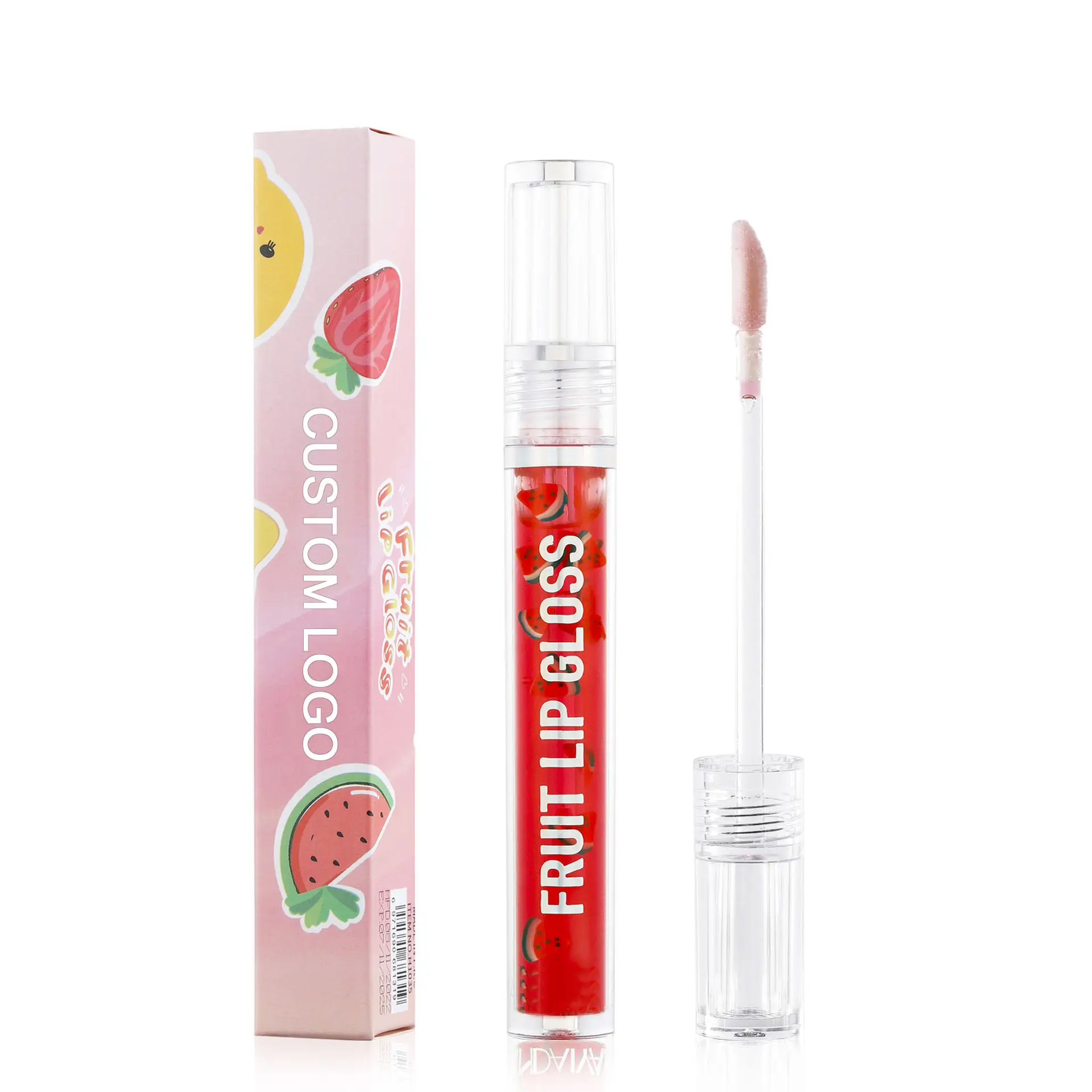 Heiß verkaufendes Make-up 6 Farben Hoch pigment Frucht Lip gloss Benutzer definierte Private Label Wasserdichter Lip gloss