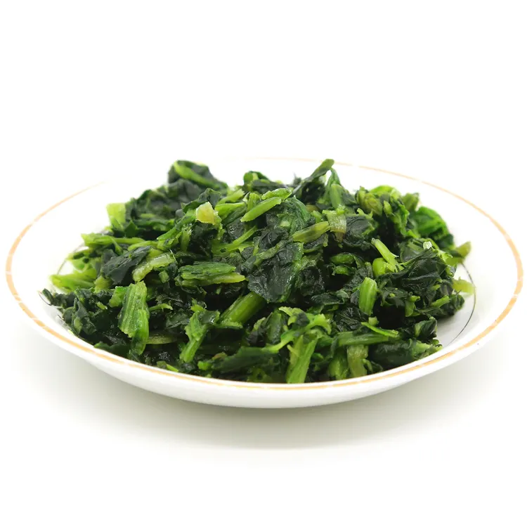 कट मूल चीनी iqf सब्जियां ताजा जमे हुए चोप स्पिनच 10 मिमी एक ग्रेड वनस्पति मूल्य पूरी पत्ती की गेंद और जमे हुए स्पिनच 10 किलो