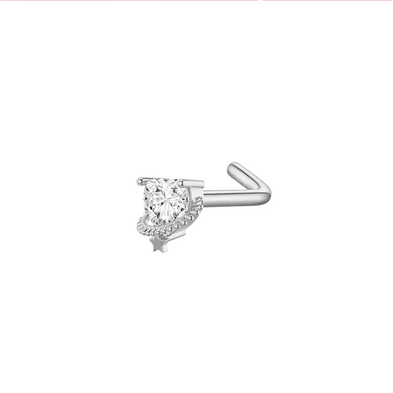 Coeur en Zircon argenté