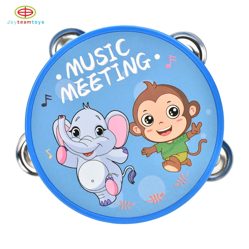 Phim hoạt hình động vật tay trống với chuông Mini Tambourine Đồ chơi nhạc cụ giáo dục tay trống bé Rattle Đồ chơi âm nhạc