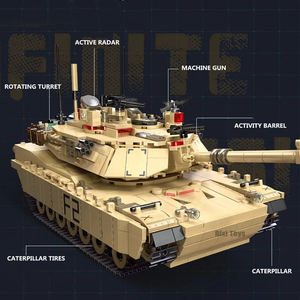 Jie Star61041ミリタリーM1A2エイブラムズメインバトルタンク武器タイヤトレッドタンク子供用レンガビルディングブロックセット