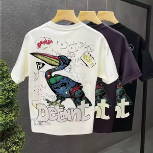 高品質カスタムTシャツブランクニットティーに独自のデザインを作成する短い動物パターンロゴ印刷パーソナライズ - Product Image 2