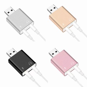 Aluminum Alloy <strong>USB</strong> Sound Card Single Headphone <strong>Output</strong> and Single Microphone <strong>Input</strong> Live Streaming Accessory