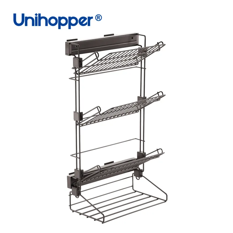Unihopper rak sepatu logam terpasang di samping, rak lemari penyimpanan logam 4 tingkat geser dapat disesuaikan untuk lemari kabinet sepatu