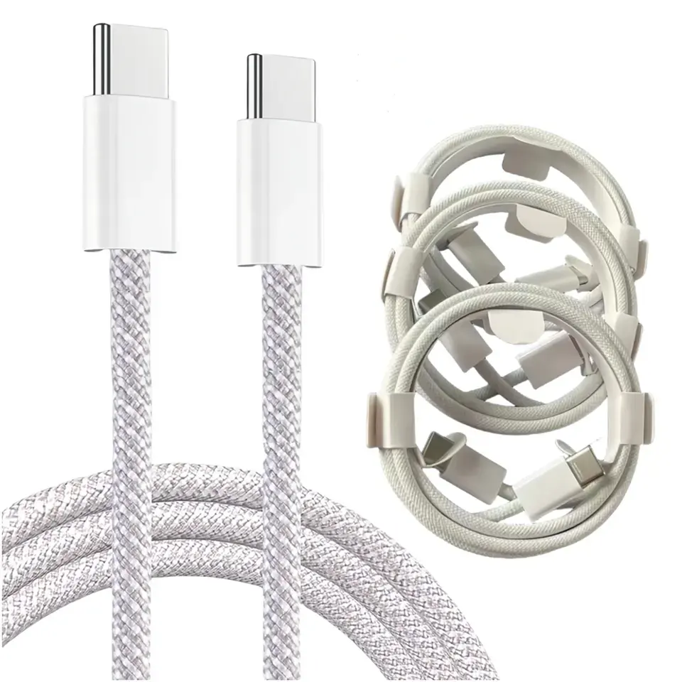 Nuevo Cable de nailon trenzado 60W PD tipo C a tipo C para iPhone 15 Pro Max USB2.0 Cable DE DATOS USB C de carga rápida para Apple