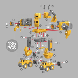 Yaratıcı iş makinesi oyuncak 5 1 DIY montaj deformasyon araba Robot çocuklar için - Product Image 6