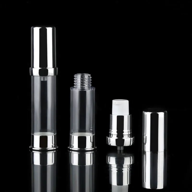 5ml 10ml 15ml silver white airless vacuum pump cosmetic bottle air tightness can fill empty plastic bottle