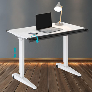 Escritorio de pie neumático blanco ergonómico moderno, mesa de ordenador de escritorio móvil, ajuste de altura, plegable, nuevo para el hogar y la Oficina - Product Image 1
