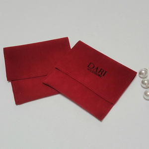 High End <strong>Red</strong> <strong>Velvet</strong> Envelope Pouch for Jewelry Custom Logo Printing Faux Suede Envelope Gift Bags - Product Image 2