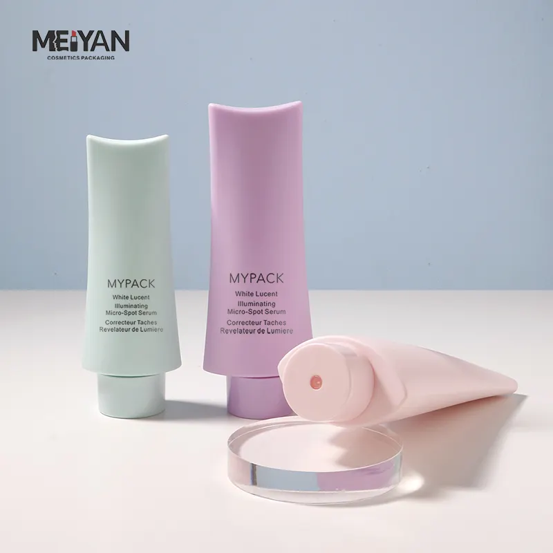 MYPACK lüks yumuşak kauçuk dokunmatik HDPE şampuan sıvı sabun duş jeli vücut losyonu plastik sıkılabilir tüp şişe büküm kapağı ile