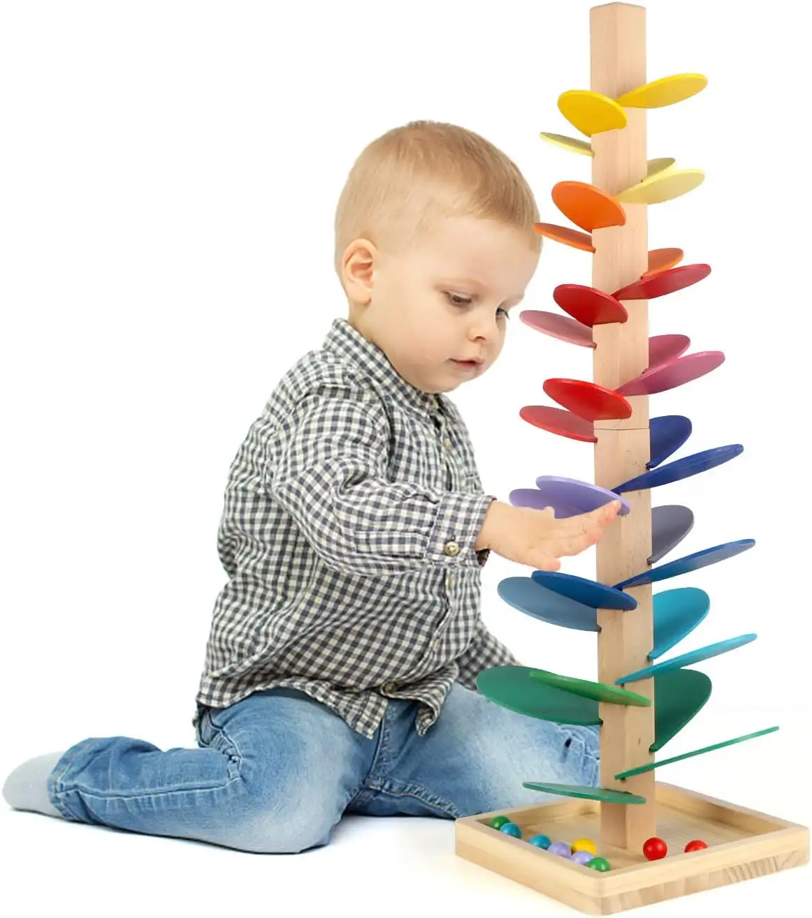 Albero di legno giocattolo per i più piccoli, palla corsa pista di gioco per i bambini, musica albero educativo Montessori giocattolo ragazzo ragazza regali