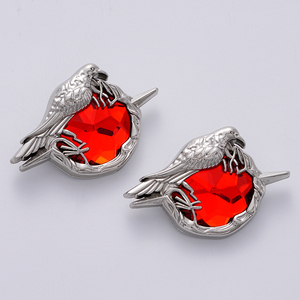 Crow <strong>Ruby</strong> Metal <strong>Brooch</strong> Button Badge Customizable 3D Design Magnet Iron Tin Enamel Plating Embroidered Logo Cartoon Rhinestones - Product Image 2