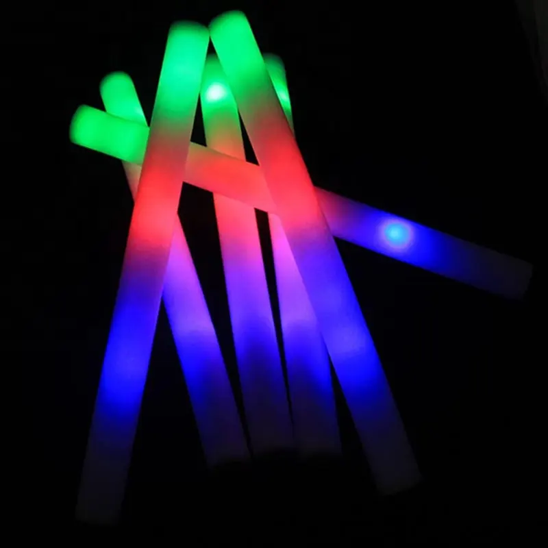 Bastão de luz led com espuma de 16 ", varas coloridas personalizadas, 3 modos, para festa, concerto, iluminação, vara de luz