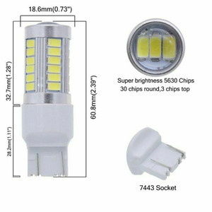 T20 W21/5W 7443 33SMD LED電球車用LEDシグナルライト5630チップ12Vホワイトオートウェッジサイドトランクブレーキランプ - Product Image 3