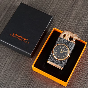Double Flame Crocodile Model <strong>Lighter</strong> <strong>with</strong> <strong>Clock</strong> Disc Windproof Gas <strong>Lighter</strong> - Product Image 4