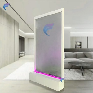 Modern lüks kapalı cam şelale çeşme dekoratif paslanmaz çelik çerçeve 10mm kalın cam aydınlatma bahçe ofis - Product Image 2