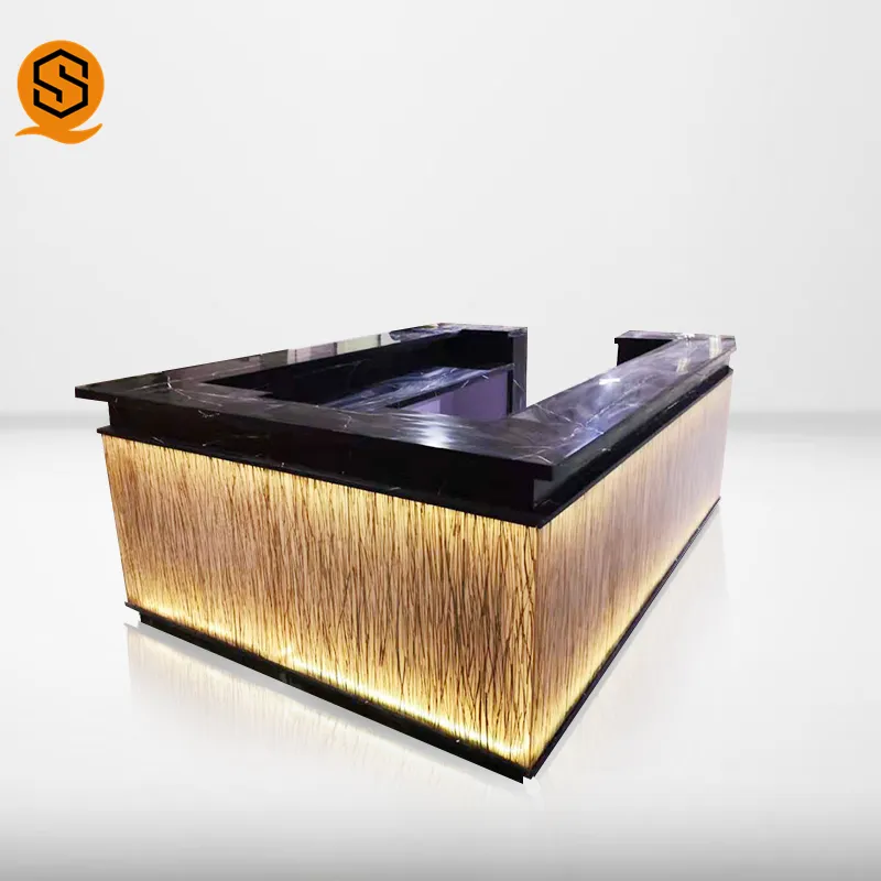 Personalizado translúcido acrílico superficie sólida restaurante club nocturno vino Bar iluminado Led Bar Mostrador de diseño para la venta