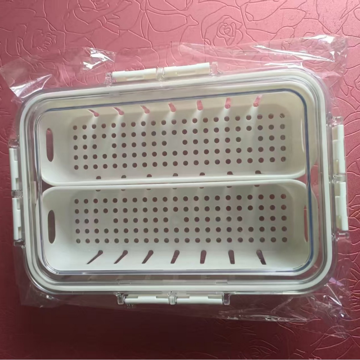 2-Compartment Draining Food Storage Box (Boxed)