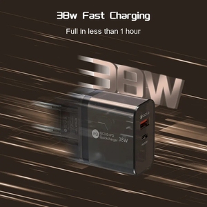 <strong>38W</strong> Transparent Shell <strong>Charger</strong> for Mobile Phone EU US Charging Head Tablet QC3.0 PD20W Fast Charge Adapter - Product Image 3