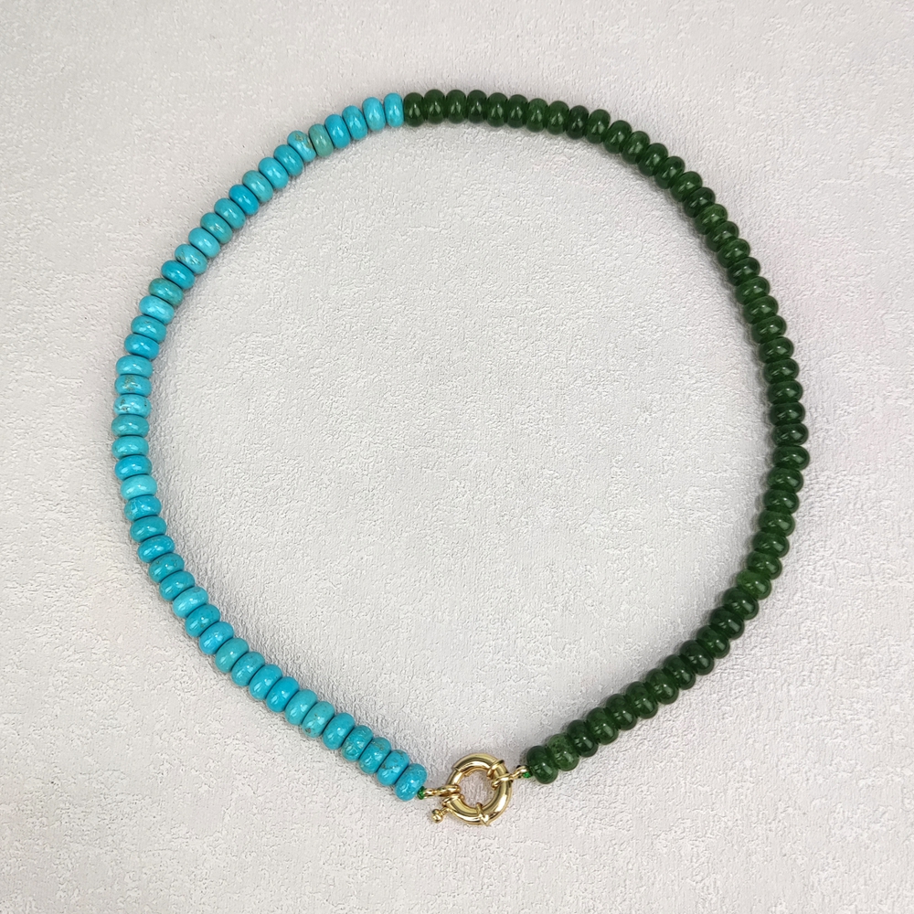 D - jade vert et turquoise