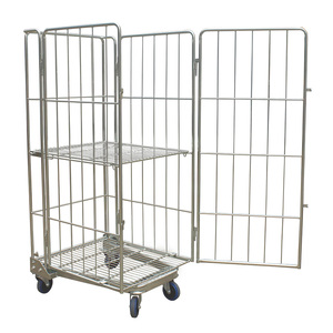 Jaula de rollo de lavandería, malla de alambre móvil de carga pesada, acero plegable, logística - Product Image 4