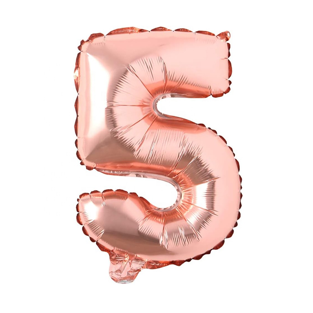 5 ballons or rose