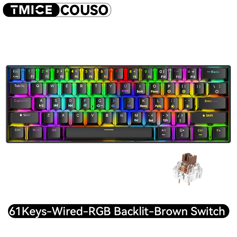 61keys - Bluetooth Tri-mode - Brown Switch - Black