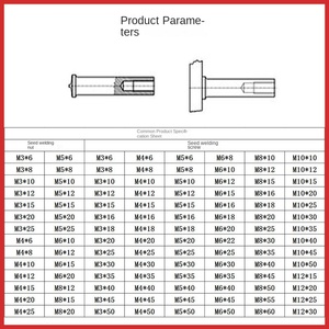 Thép không gỉ cố định cột năng lượng lưu trữ Hàn bu lông M3-M4-M5-M6 đồng bằng kết thúc hàn điểm Studs nhà máy cảm ứng hàn - Product Image 2