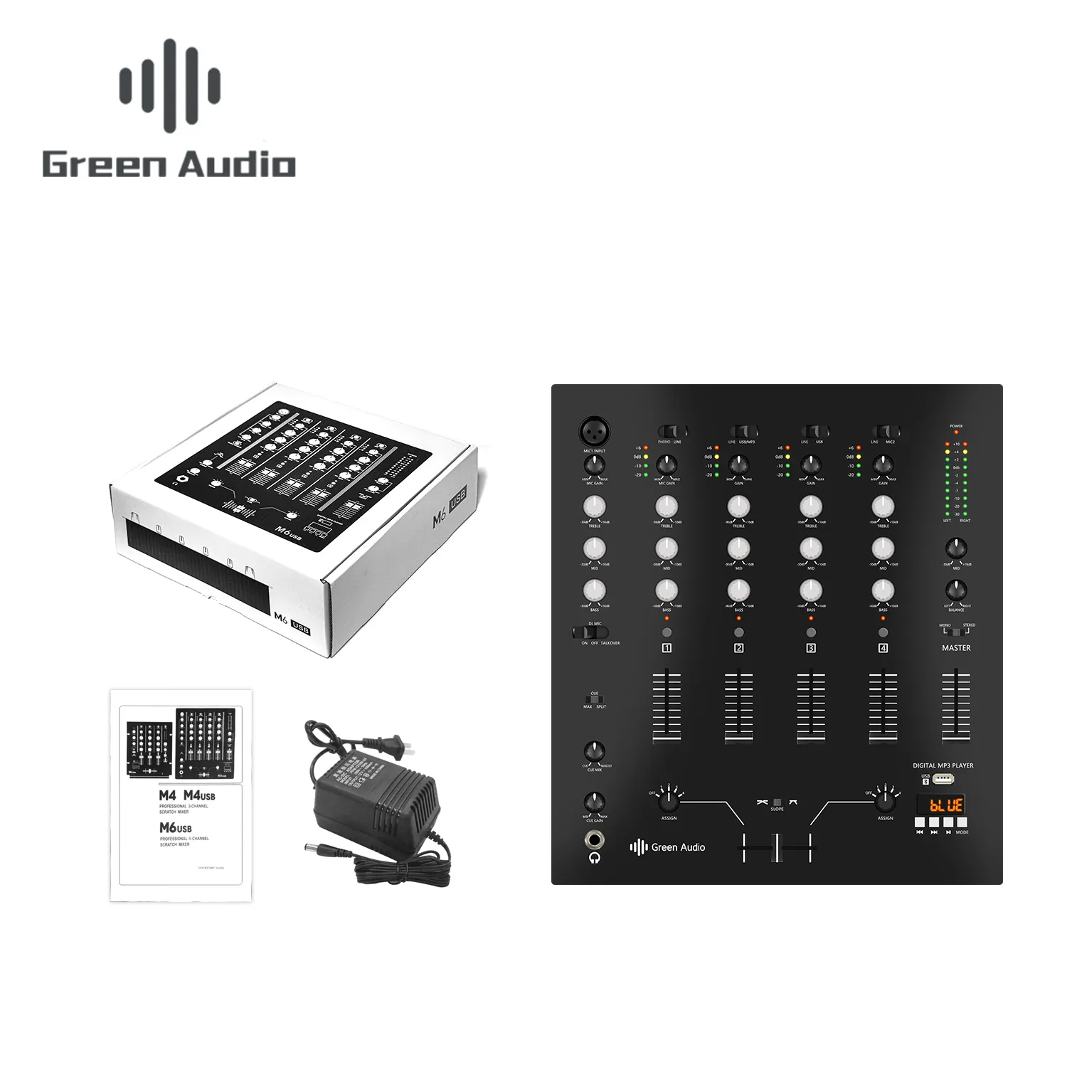 Console de mixage sonore numérique GAX-DM6 6 canaux mélangeur audio karaoké professionnel Audio DJ 48V alimentation fantôme