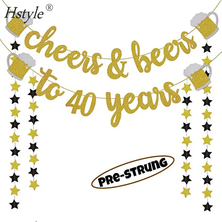 40th presentes de aniversário de cerveja a 40 anos, ouro, glitter, materiais para festa, decoração de aniversário para homens/mulheres set0610