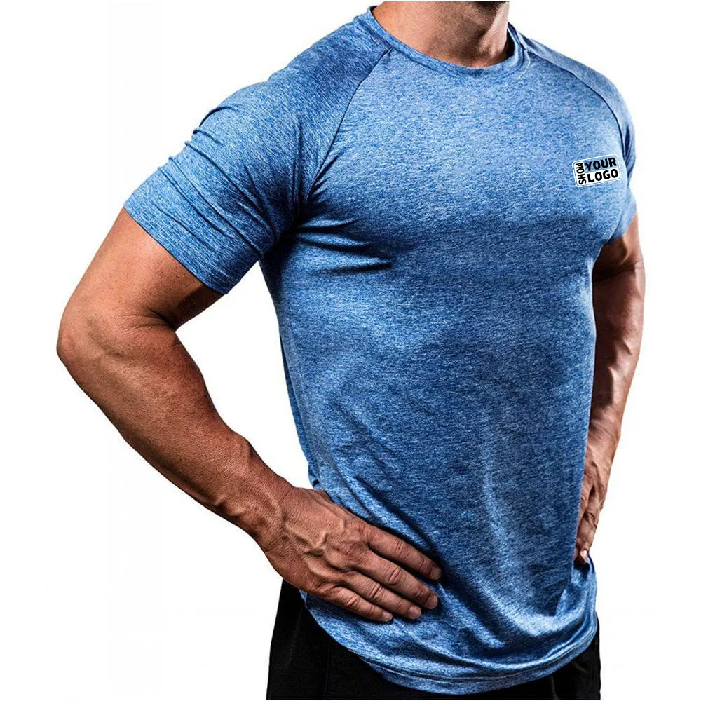 Men's Tshirt Men Tee Tops Wholesale Custom Short Sleeve Breathable Sport Running Fitness Muscle Bodybuilding Mens Gym T Shirt