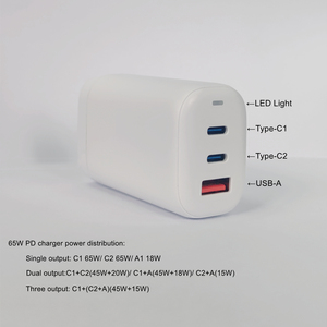 Pd65w Gan Charger Pd65w Charger 65W PD Wall Charger <strong>3</strong> Port USB-A Type-C Have US EU UK <strong>AU</strong> Models with UL FCC CE UKCA RCM - Product Image 4