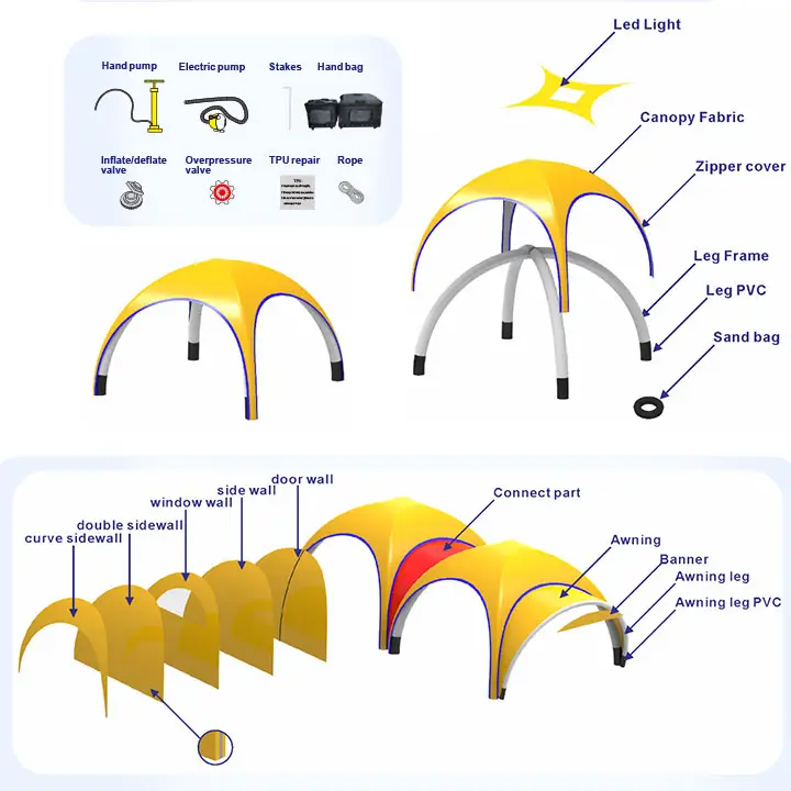 इन्फ्लेटेबल एयर एक्सपो मार्कीज़ गज़ेबो कैनोपी एयर सीलबंद टेंट ट्रेड शो आयोजनों के लिए वाटरप्रूफ प्रदर्शनी टेंट
