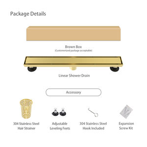 مصرف أرضي خطي للحمام من الفولاذ المقاوم للصدأ 304 بتصميم 2 في 1، مصرف طويل غير مرئي بمخرج عمودي لدش الاستحمام - Product Image 4