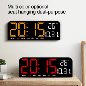 Schermo grande orologio digitale sveglia temperatura umidità data Display temporizzazione conto alla rovescia 4 livello di regolazione della luminosità orologio da tavolo - Product Image 3